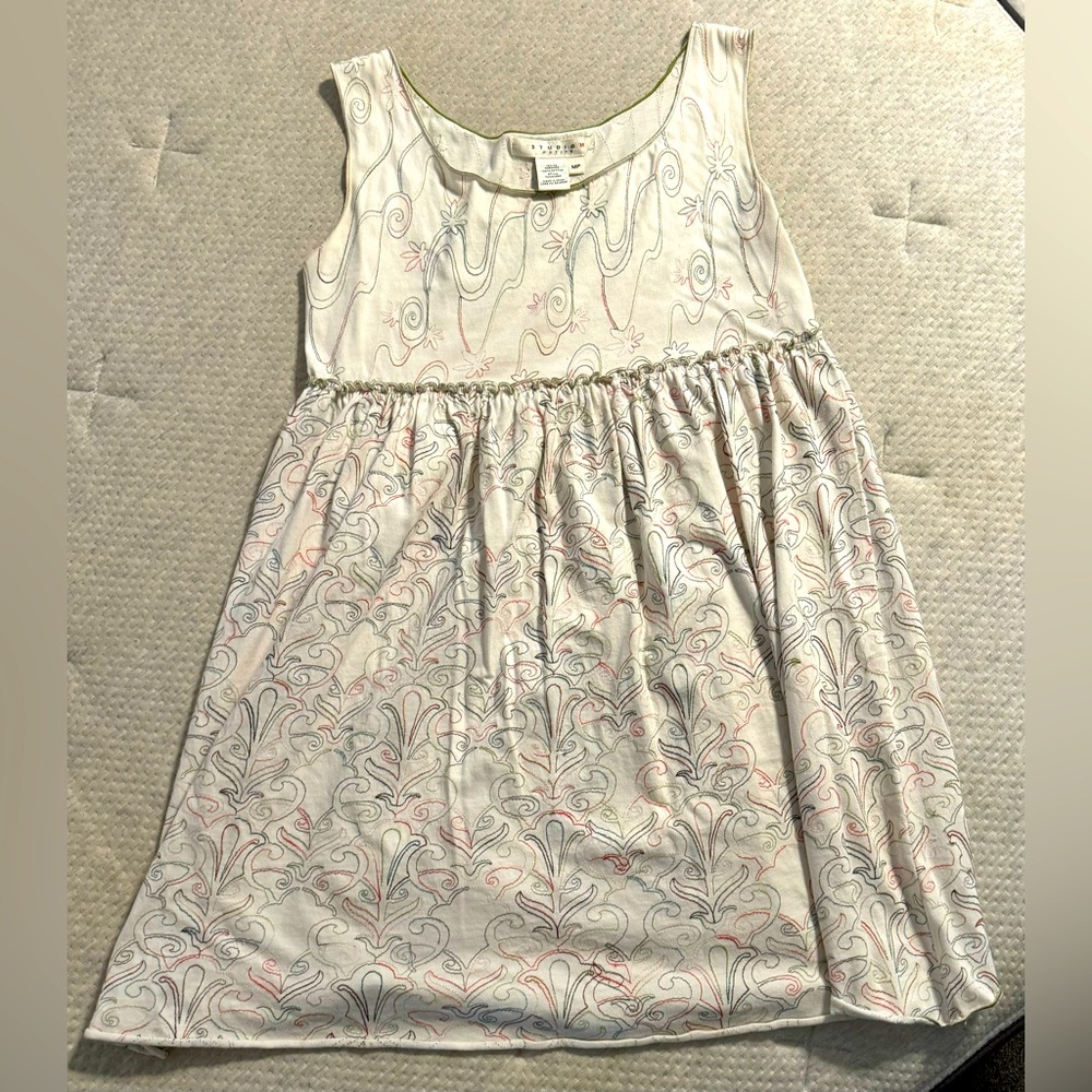 White tank top summer dress with light design